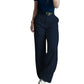 Pantalon décontracté à taille haute et coupe droite pour femme