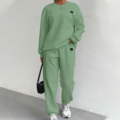 🌸Promotion exceptionnelle : 50 % de réduction 💖 Ensemble 2 pièces décontracté composé d'un pull en maille à manches longues et d'un pantalon