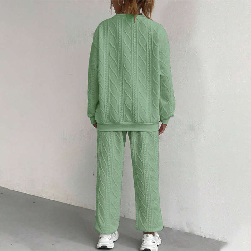 🌸Promotion exceptionnelle : 50 % de réduction 💖 Ensemble 2 pièces décontracté composé d'un pull en maille à manches longues et d'un pantalon