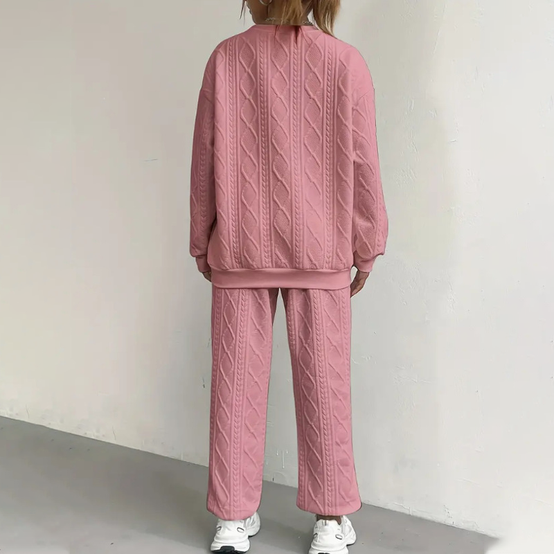 🌸Promotion exceptionnelle : 50 % de réduction 💖 Ensemble 2 pièces décontracté composé d'un pull en maille à manches longues et d'un pantalon