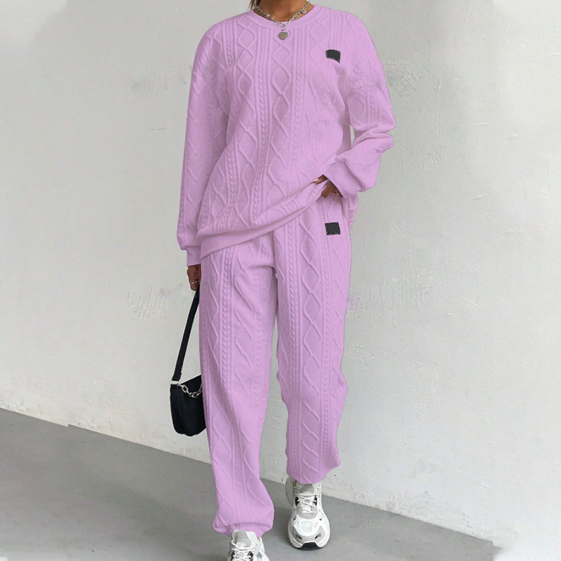🌸Promotion exceptionnelle : 50 % de réduction 💖 Ensemble 2 pièces décontracté composé d'un pull en maille à manches longues et d'un pantalon