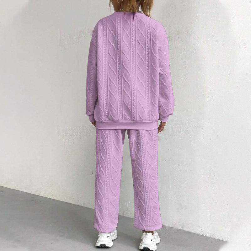 🌸Promotion exceptionnelle : 50 % de réduction 💖 Ensemble 2 pièces décontracté composé d'un pull en maille à manches longues et d'un pantalon