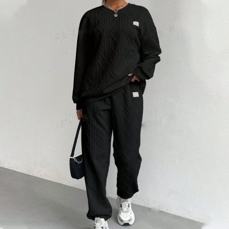 🌸Promotion exceptionnelle : 50 % de réduction 💖 Ensemble 2 pièces décontracté composé d'un pull en maille à manches longues et d'un pantalon