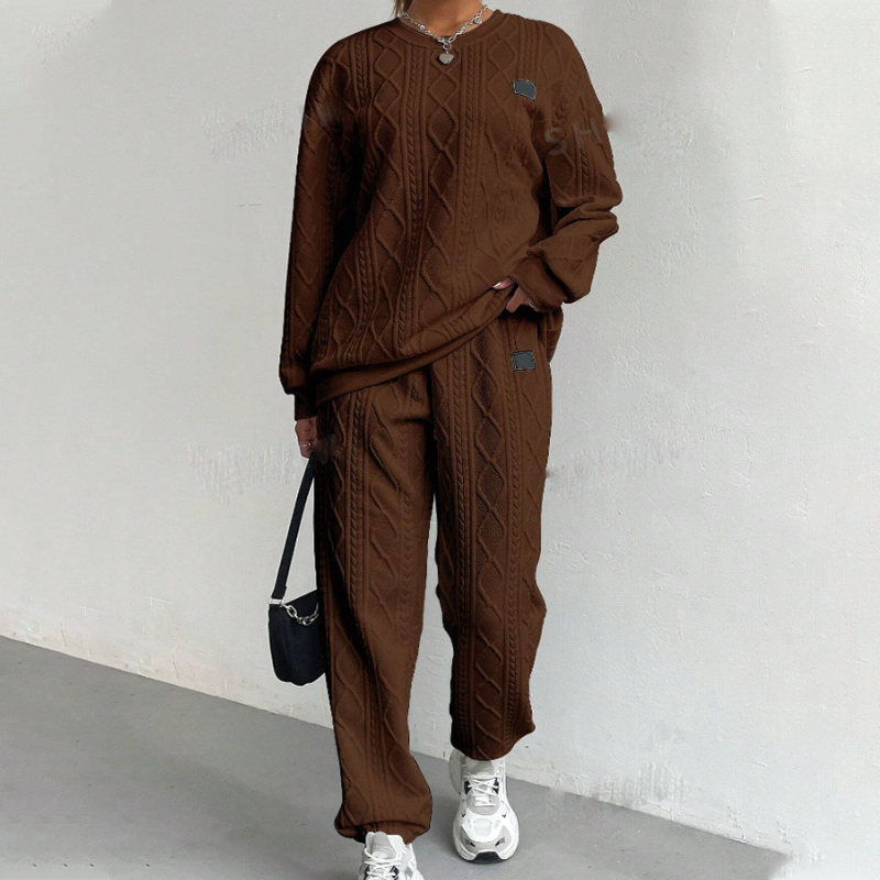 🌸Promotion exceptionnelle : 50 % de réduction 💖 Ensemble 2 pièces décontracté composé d'un pull en maille à manches longues et d'un pantalon