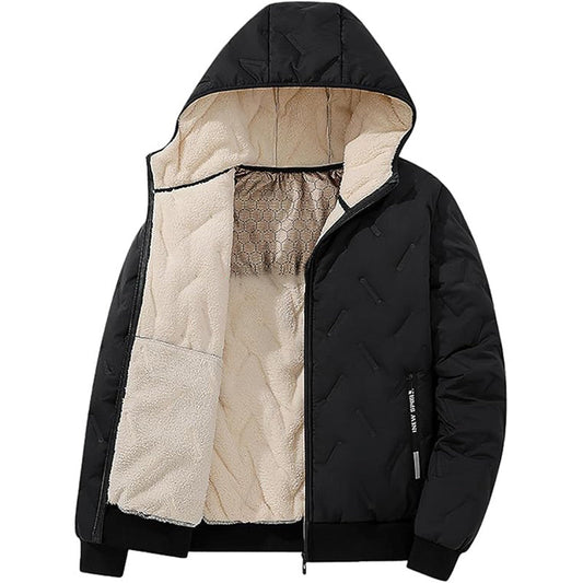Manteau d'hiver chaud à capuche et fermeture éclair pour homme