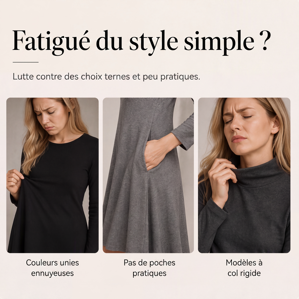 Robe longue pour femme à col cheminée et patchwork à carreaux
