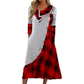Robe longue pour femme à col cheminée et patchwork à carreaux