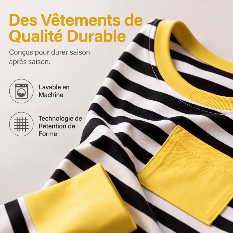 Ensemble deux pièces pour femme : haut à manches longues rayé et pantalon