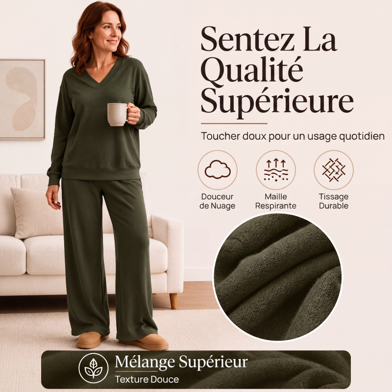 Ensemble sweat-shirt et pantalon à épaules dénudées pour femme