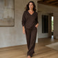 Ensemble sweat-shirt et pantalon à épaules dénudées pour femme