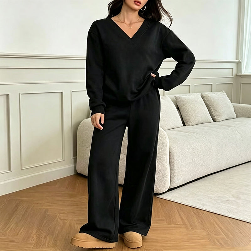 Ensemble sweat-shirt et pantalon à épaules dénudées pour femme