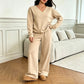 Ensemble sweat-shirt et pantalon à épaules dénudées pour femme