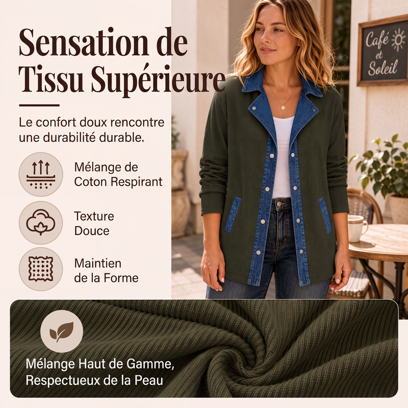 Veste décontractée en jean à patchwork pour femme