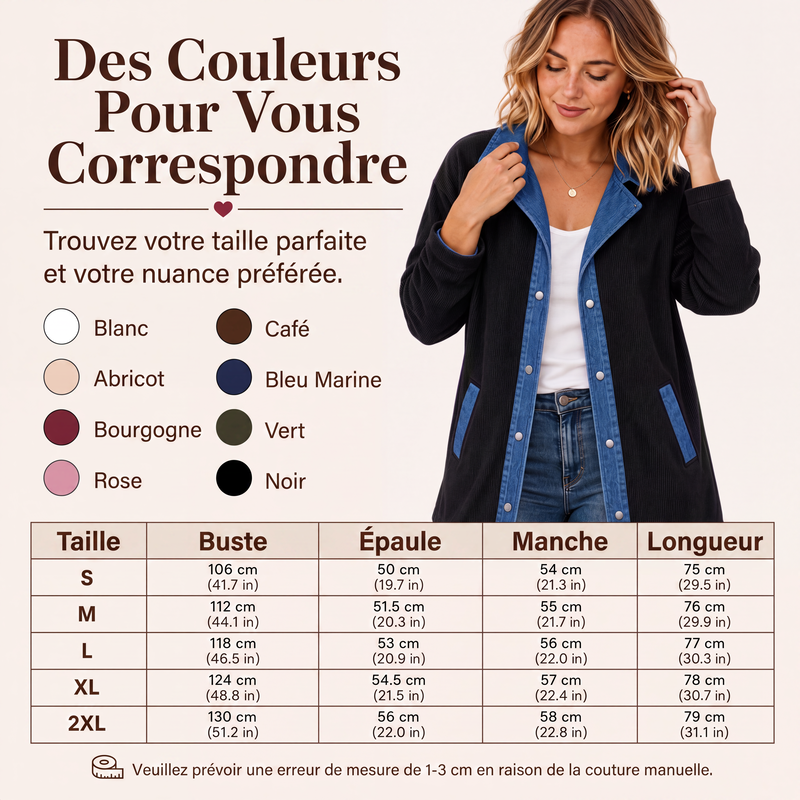 Veste décontractée en jean à patchwork pour femme
