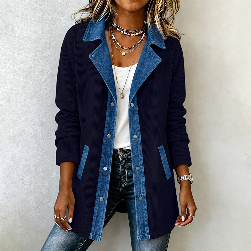 Veste décontractée en jean à patchwork pour femme