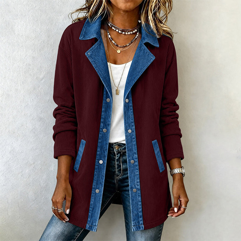 Veste décontractée en jean à patchwork pour femme