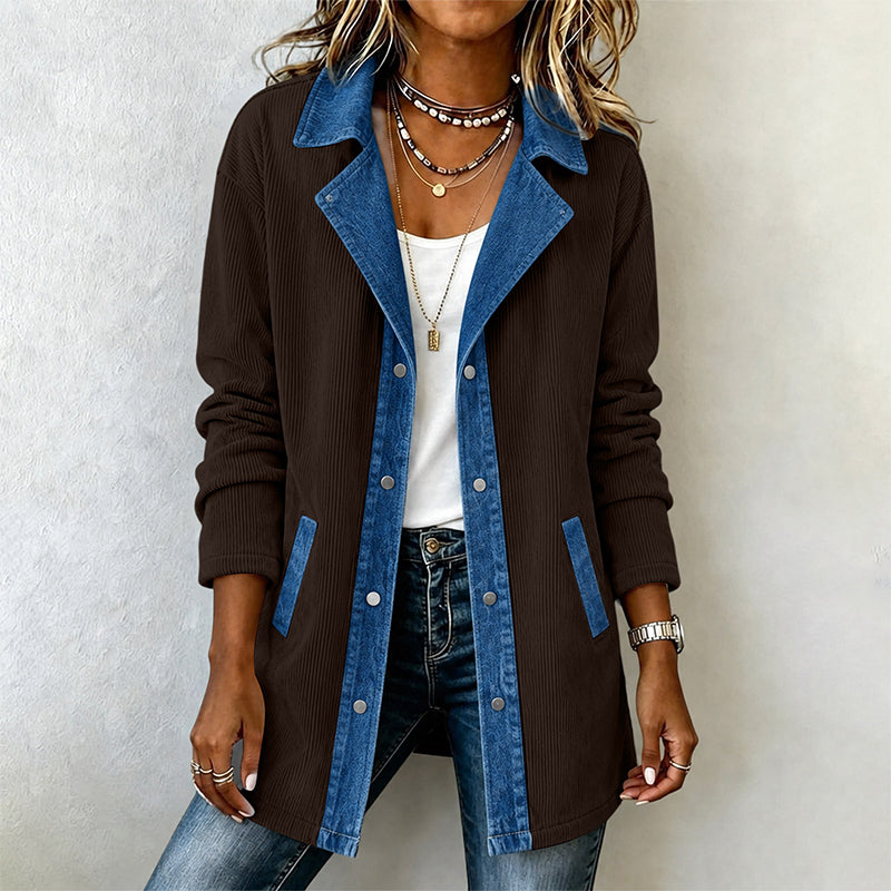 Veste décontractée en jean à patchwork pour femme