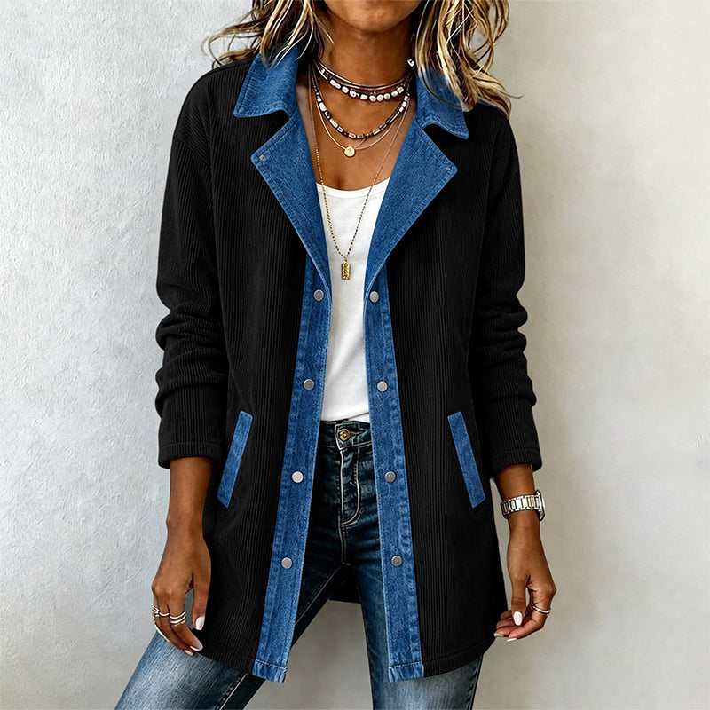 Veste décontractée en jean à patchwork pour femme