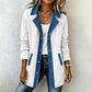 Veste décontractée en jean à patchwork pour femme
