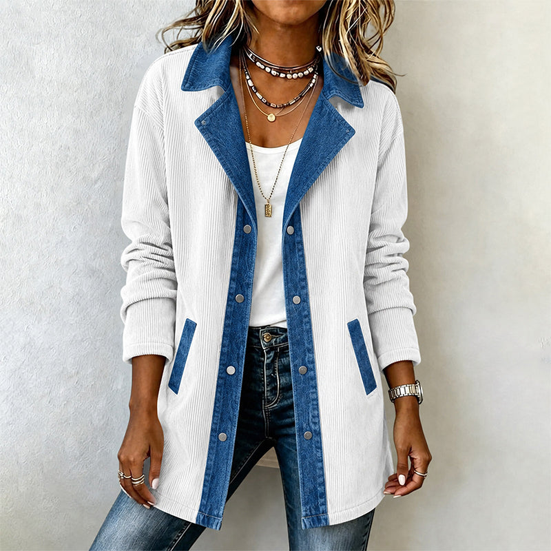 Veste décontractée en jean à patchwork pour femme