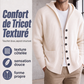 Cardigan en maille à capuche pour homme, pull/veste décontracté(e) ample à boutons