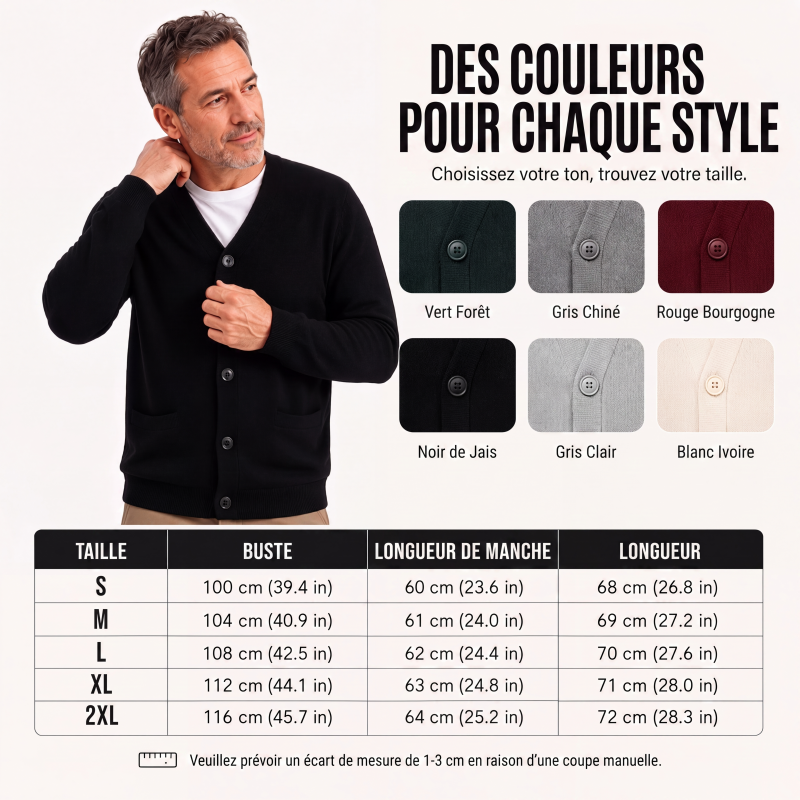Cardigan en maille décontracté à col V pour homme
