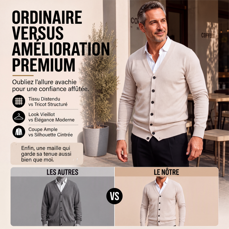 Cardigan en maille décontracté à col V pour homme
