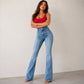 Jean évasé taille haute pour femme