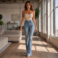 Jean évasé taille haute pour femme