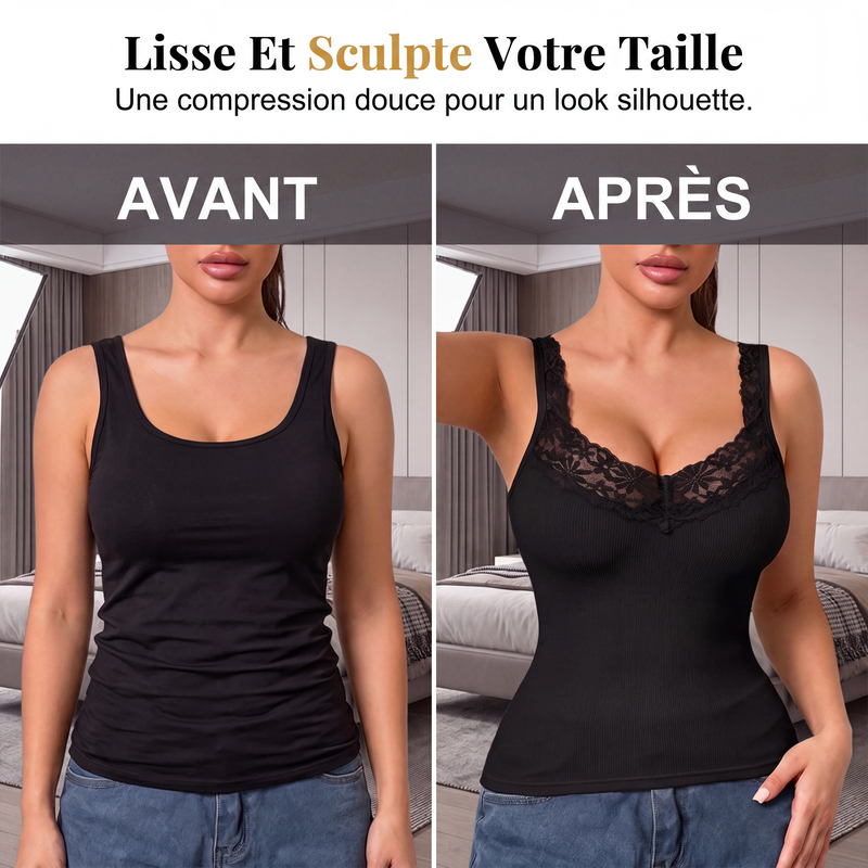 Débardeur ajusté en dentelle pour femmes grande taille