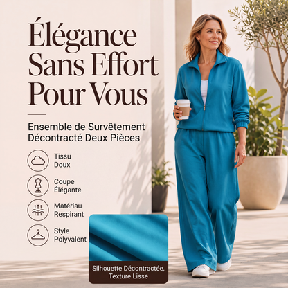 Ensemble cardigan zippé et pantalon large pour femme