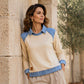 Sweat à manches longues pour femme en jean patchwork