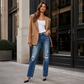 🍂 Jean droit effet usé pour femme – Une coupe flatteuse et un style automnal décontracté