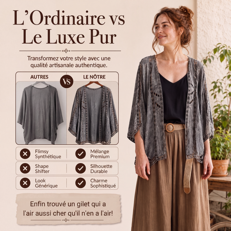 Cardigan en dentelle ajourée ample pour femme
