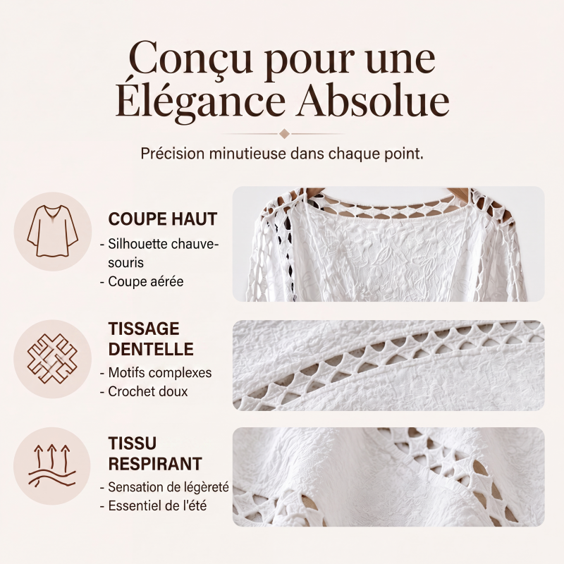 Cardigan en dentelle ajourée ample pour femme