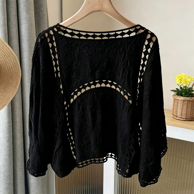Cardigan en dentelle ajourée ample pour femme