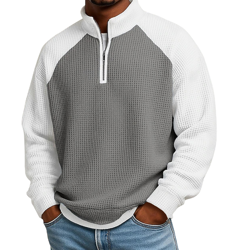 T-shirt à quart de zip en maille nid d'abeille pour hommes
