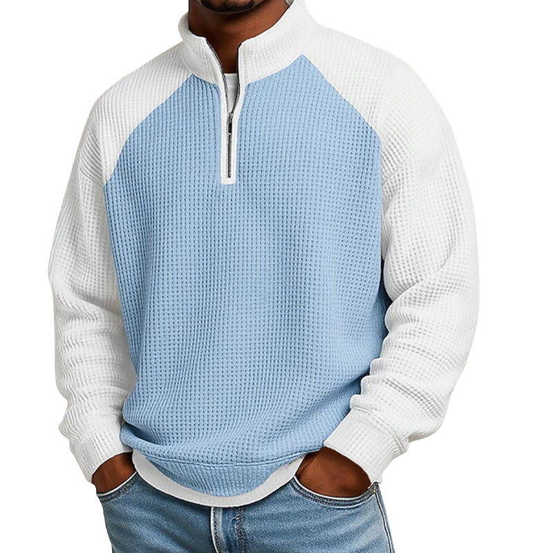 T-shirt à quart de zip en maille nid d'abeille pour hommes