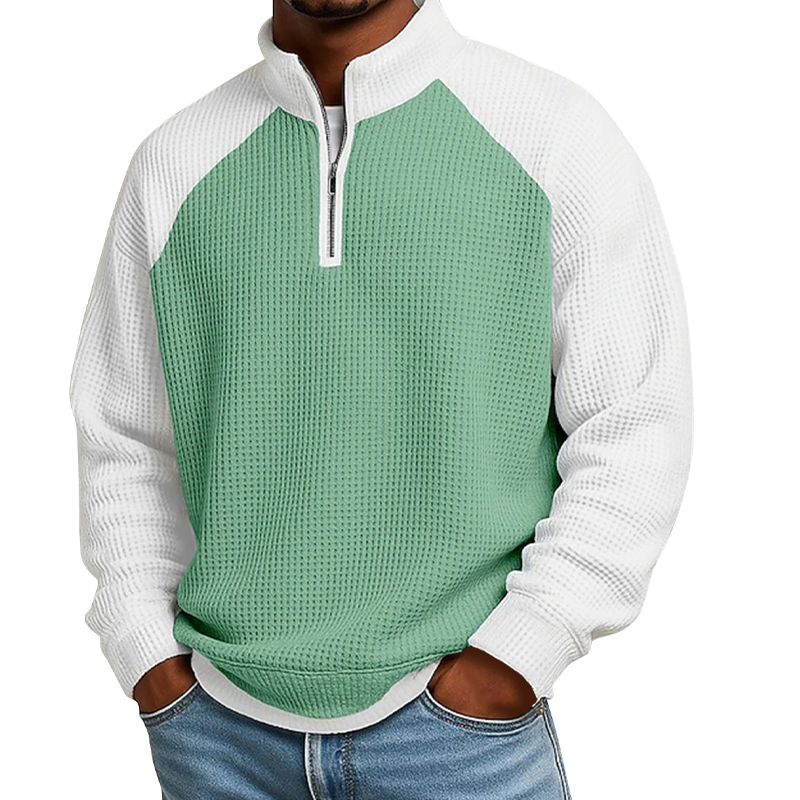 T-shirt à quart de zip en maille nid d'abeille pour hommes