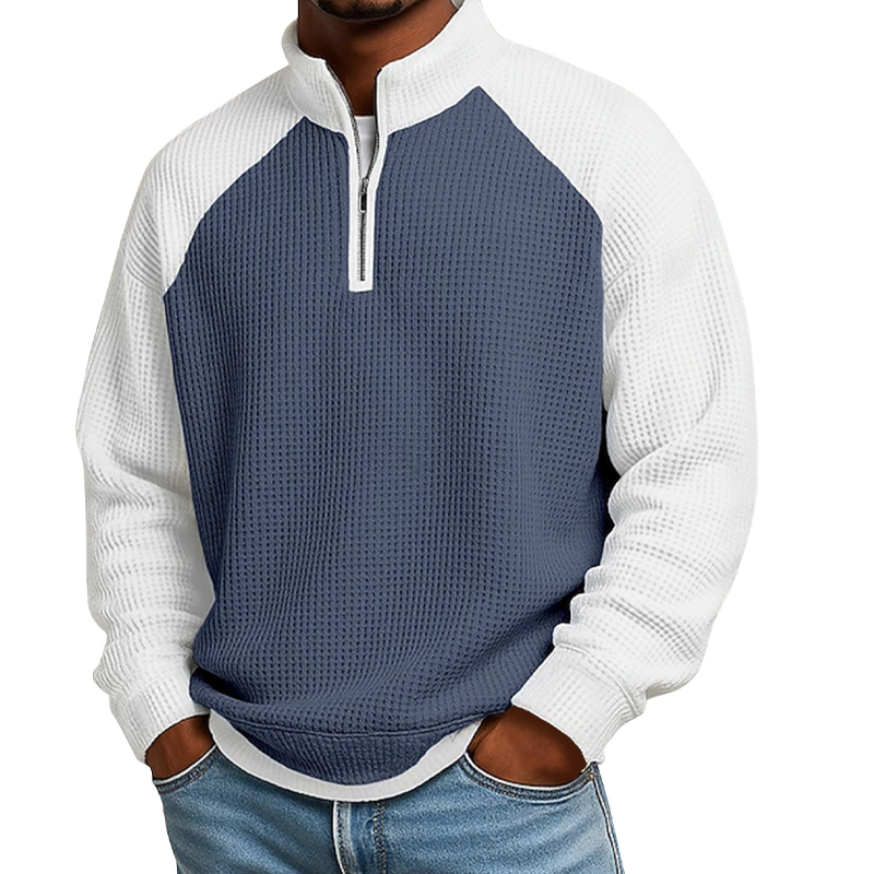T-shirt à quart de zip en maille nid d'abeille pour hommes