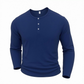 Chemise décontractée à col henley et manches longues pour homme