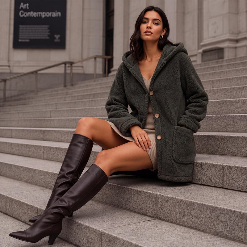 Veste à capuche confortable et chaude pour femme