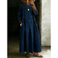 Robe longue maxi à manches longues et coupe ample pour femme, avec poches
