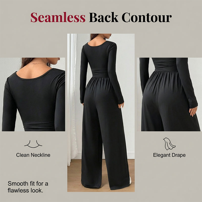 🚨 Offre valable 24 heures seulement ! À ne pas manquer 💨 Combinaison décontractée pour femme à encolure carrée et jambes larges
