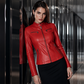 Veste en simili cuir ajustée pour femme
