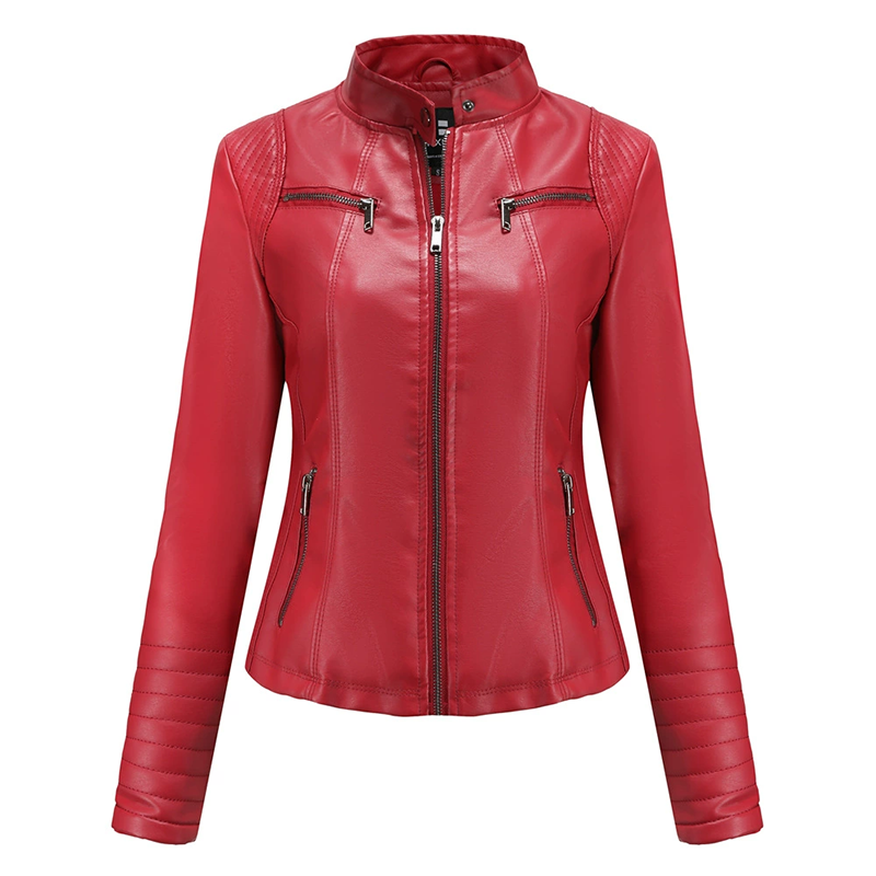 Veste en simili cuir ajustée pour femme