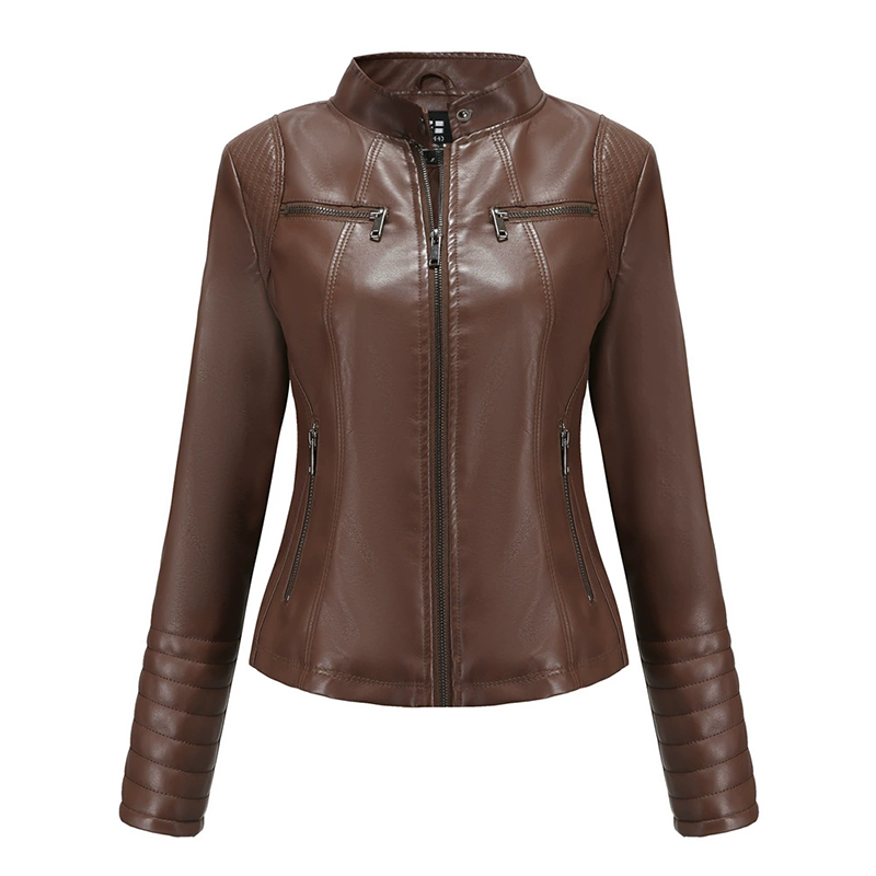 Veste en simili cuir ajustée pour femme