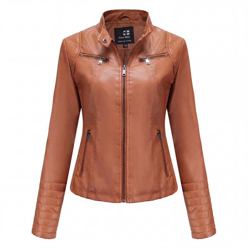 Veste en simili cuir ajustée pour femme
