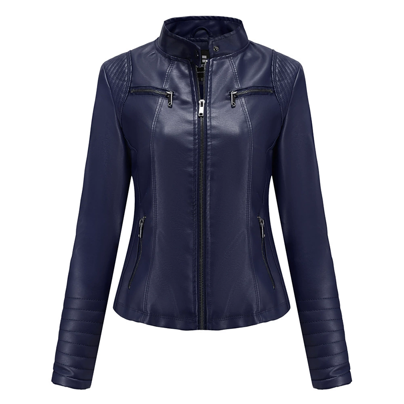 Veste en simili cuir ajustée pour femme