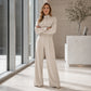 Ensemble 2 pièces pour femme : veste élégante et pantalon à jambes larges